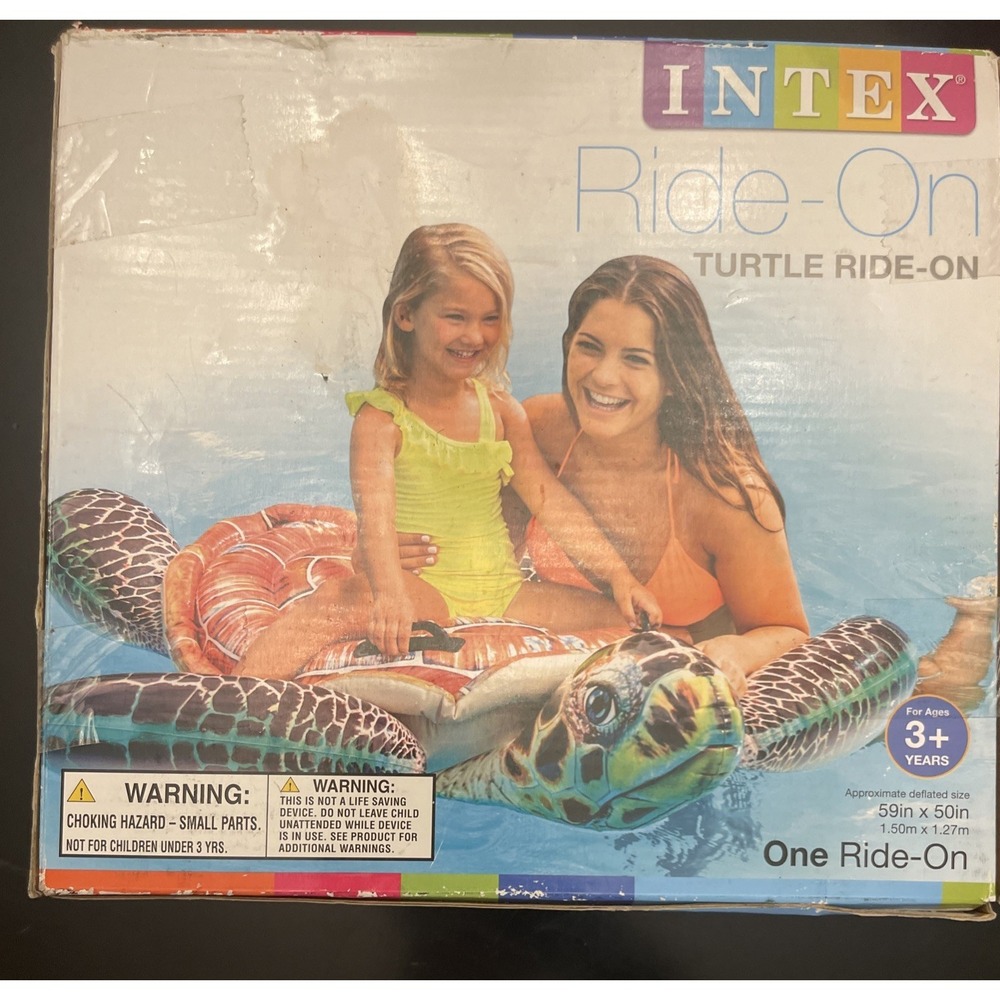 INTEX Turtle Ride-On Pool Inflatable 59"x 50" Float NIB Hard To Find Brown Shell - Picture 3 of 5